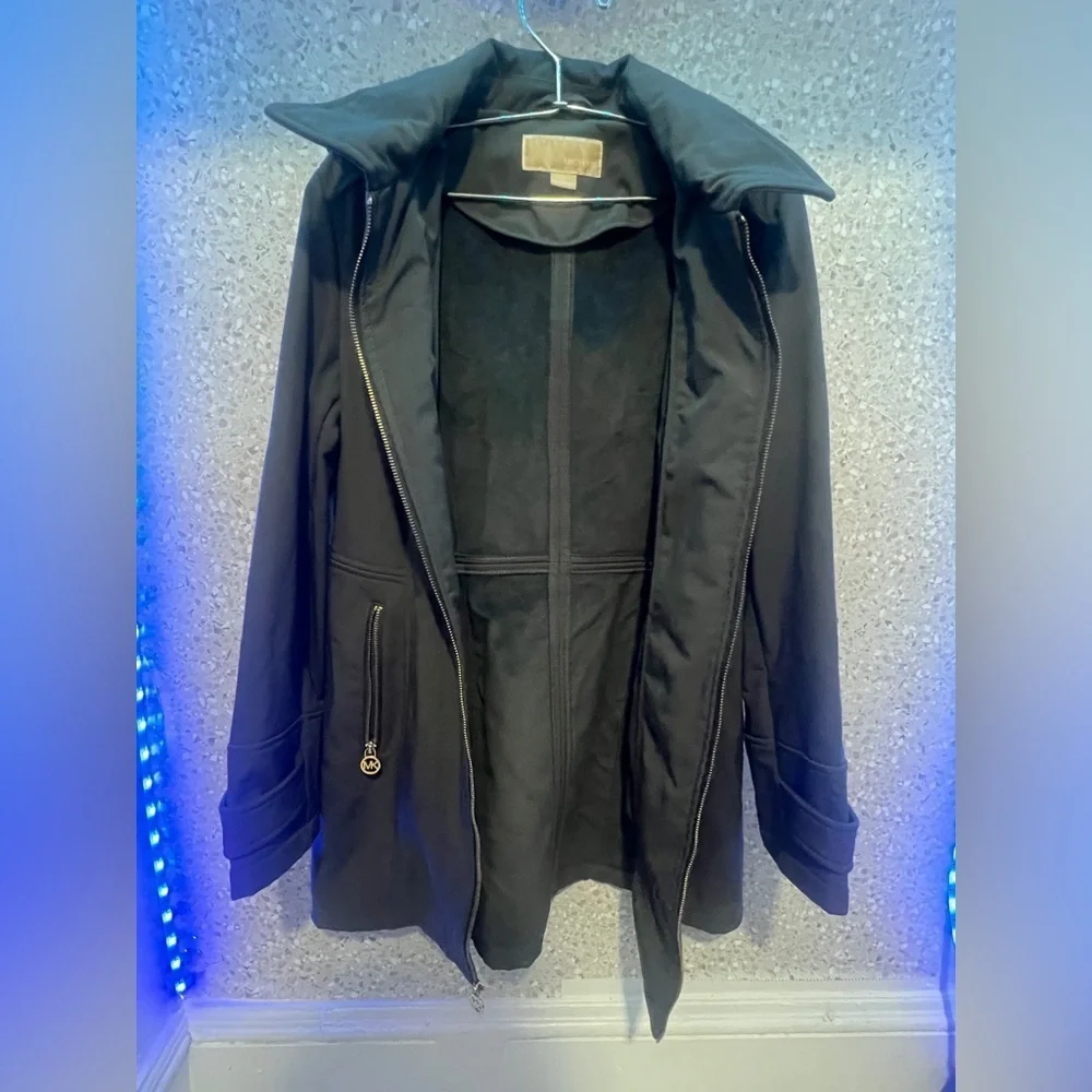 Michael Kors Black Trench Coat with Quilted Insulation